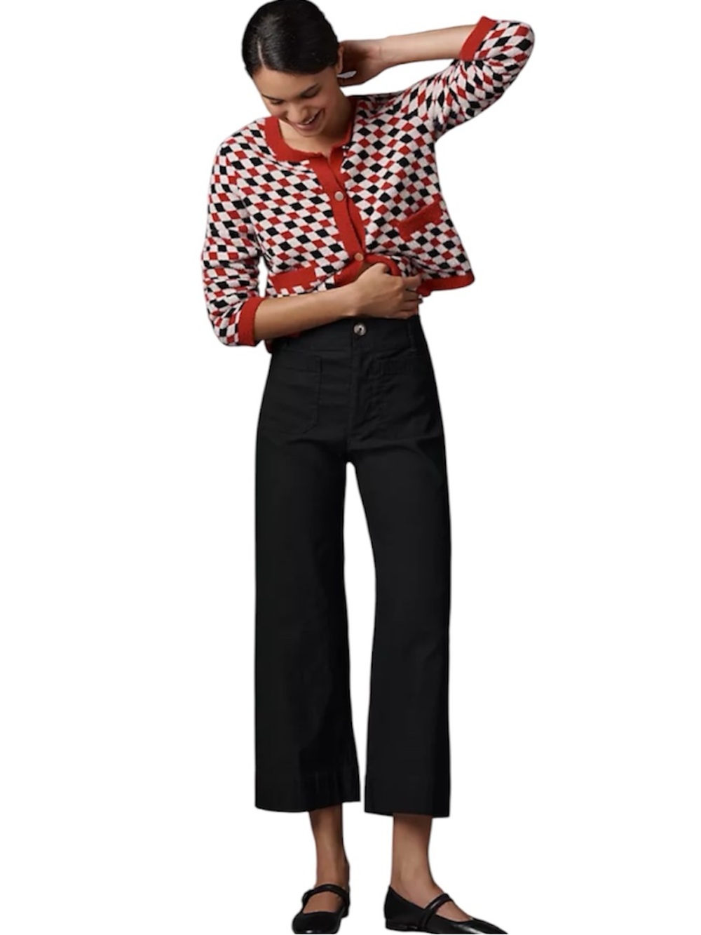 Maeve Black The Colette Wide Leg Cropped Pants 29